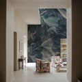 Peony Study - Midnight Teal Mural Wallpaper - room preview 05