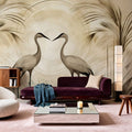 Cranes At Sunset Yellow Mural Wallpaper - room preview 05