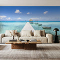Wooden Pier Mural Wallpaper - Blue Tone - room preview 05