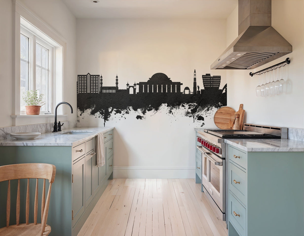 Lilongwe Malawi Skyline Black & White Mural Wallpaper - room preview 05
