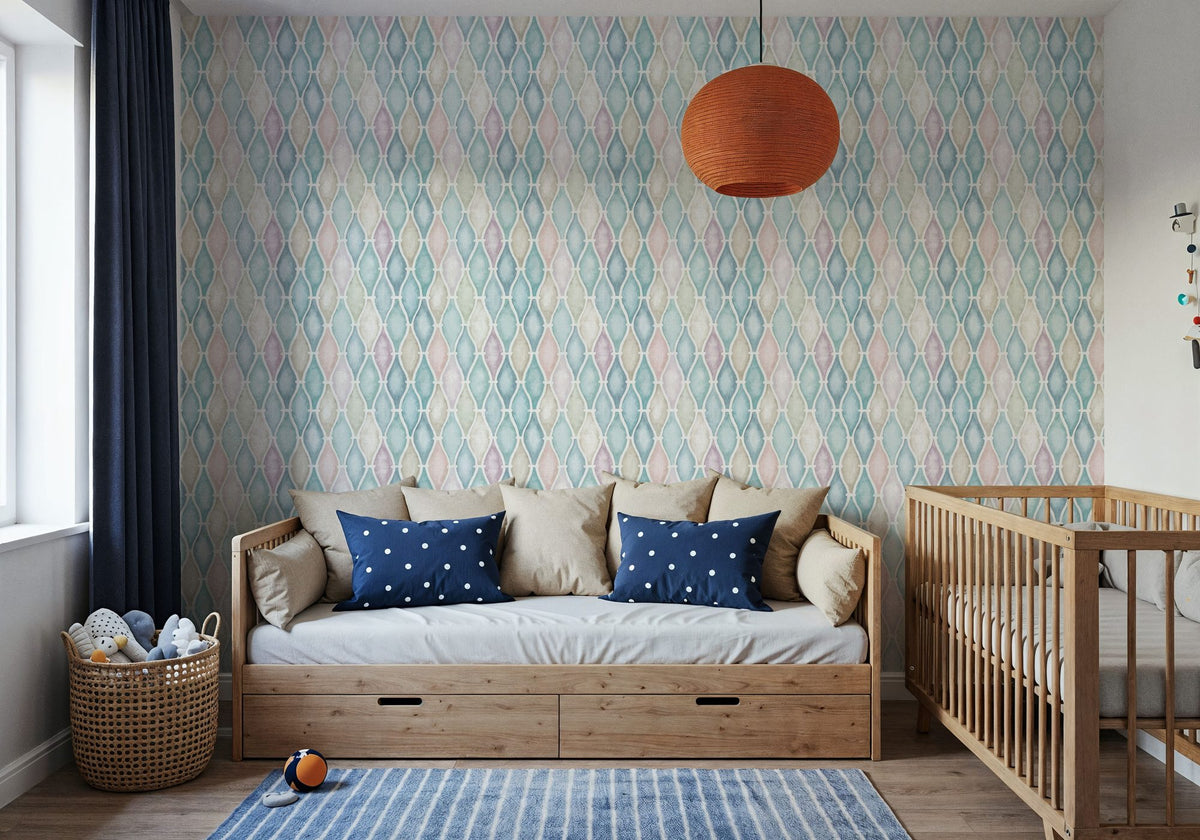Ocean Waves Pastel Mural Wallpaper - room preview 05