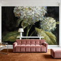 Hydrangea on Black Mural Wallpaper - room preview 05
