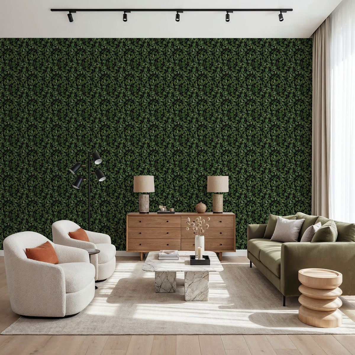 Green Leaf Canopy Mural Wallpaper - room preview 05
