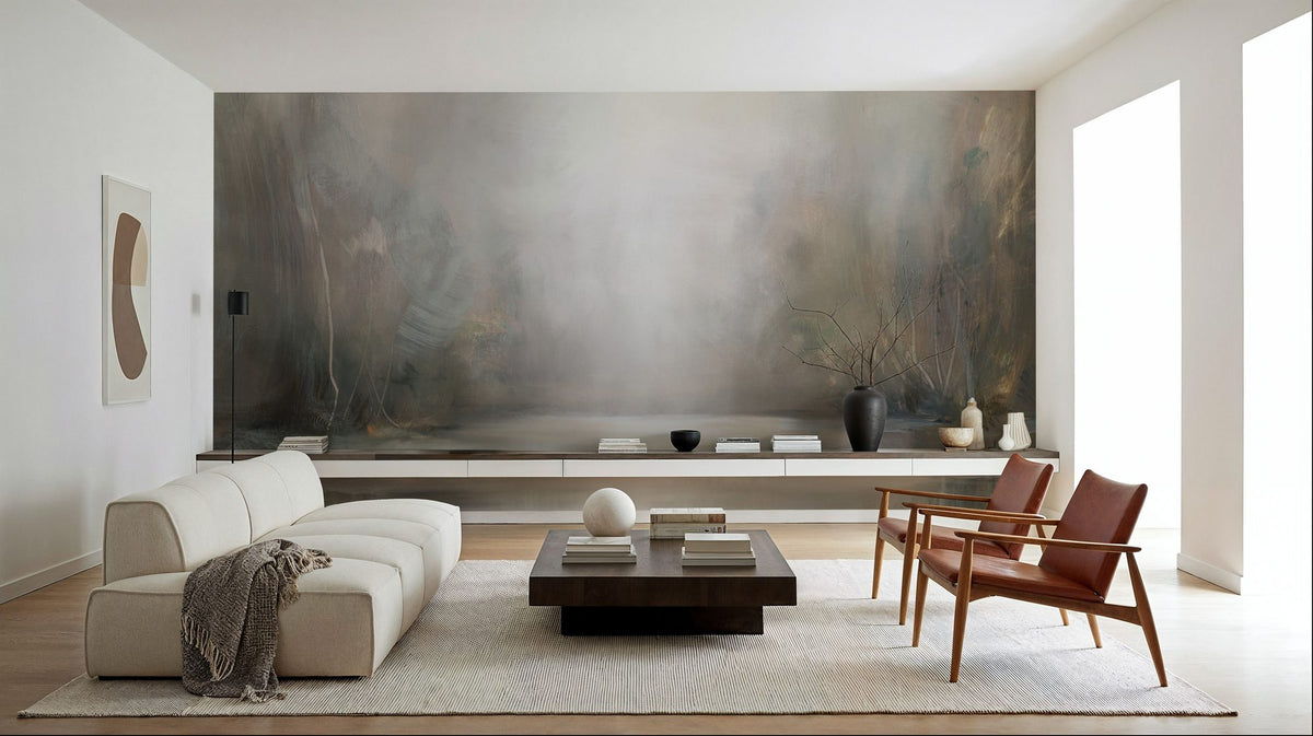 Taupe Horizon Mural Wallpaper - room preview 05