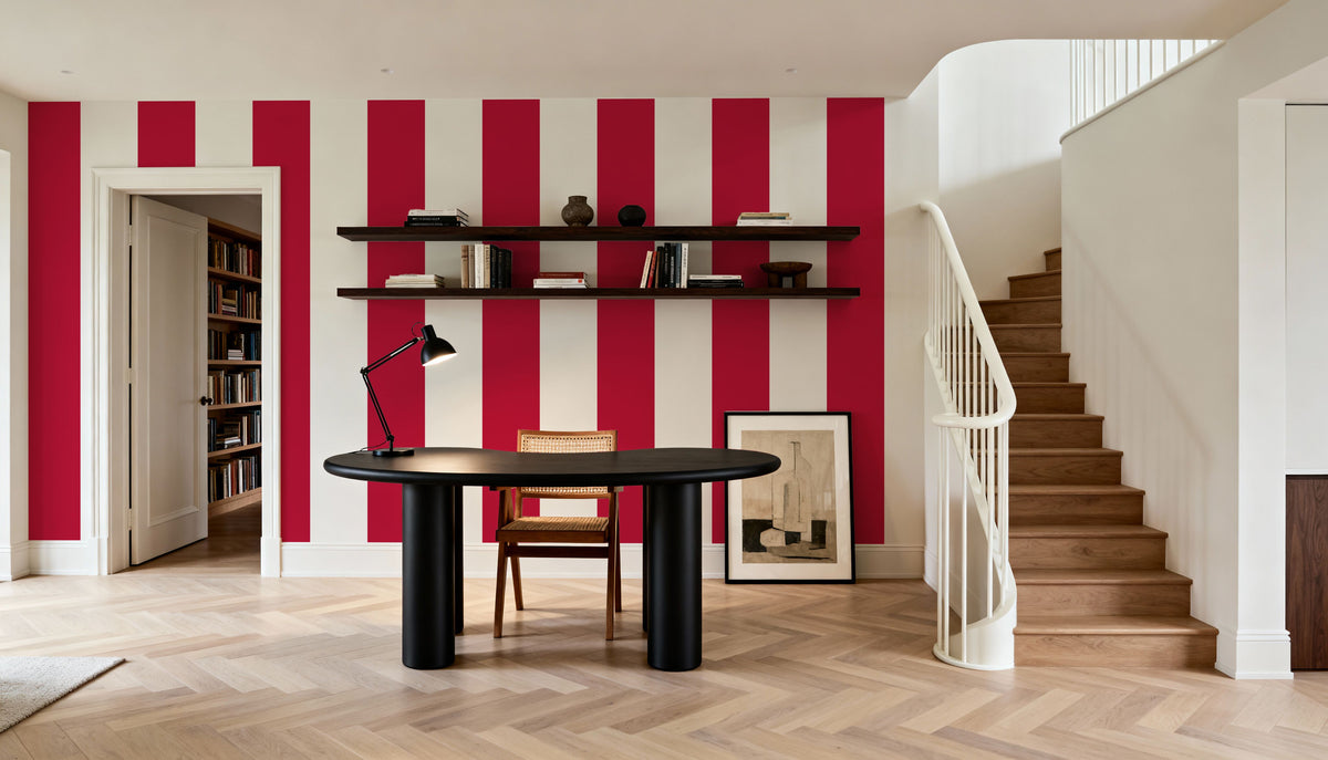 Circus Stripes, Red Mural Wallpaper - room preview 05