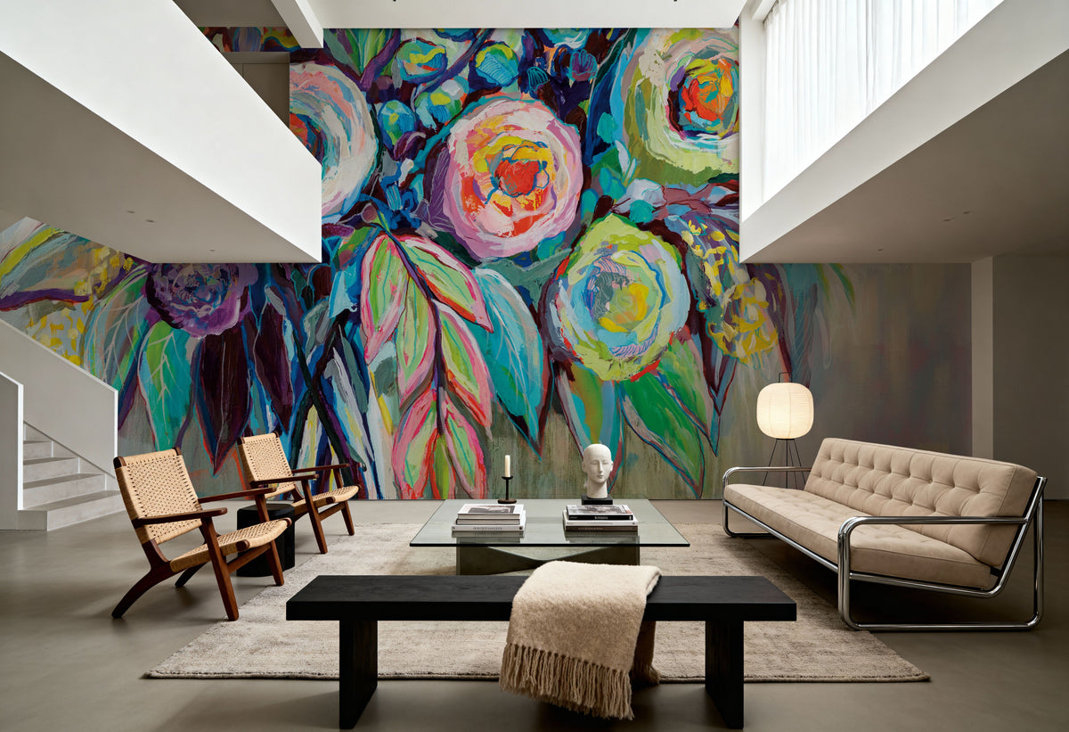 Popping Flowers Mural Wallpaper - room preview 05