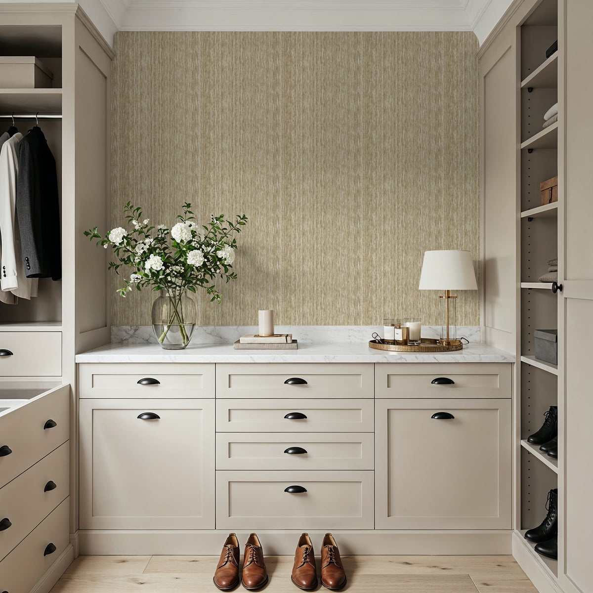 Faux Cloth Texture, Blonde Mural Wallpaper - room preview 05