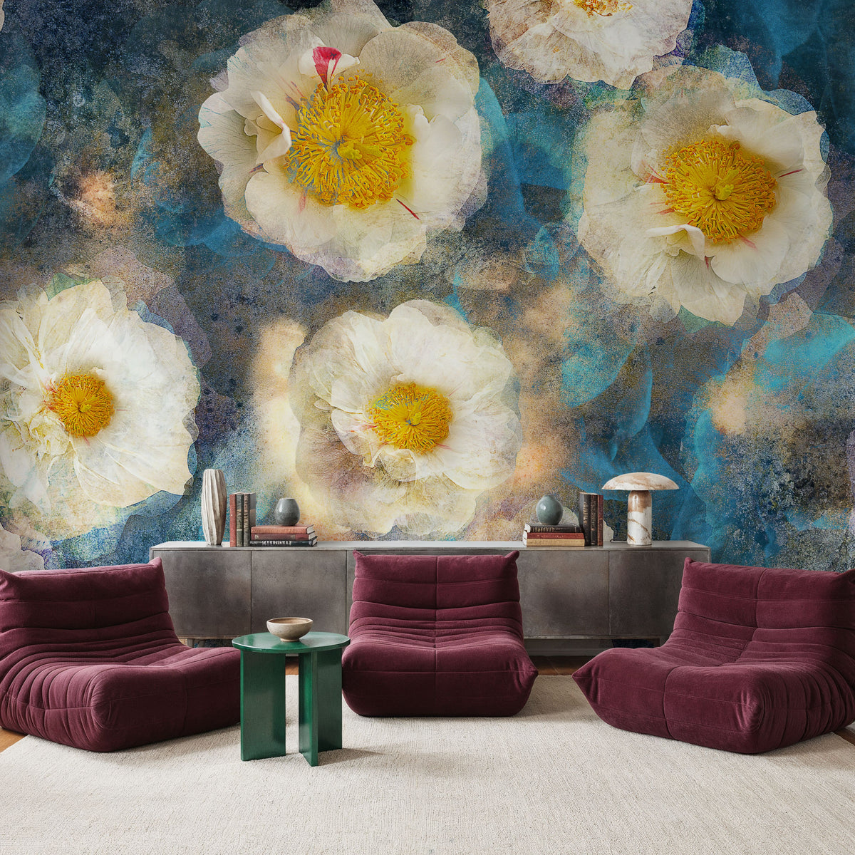 Camellia Blossoms Mural Wallpaper - room preview 05