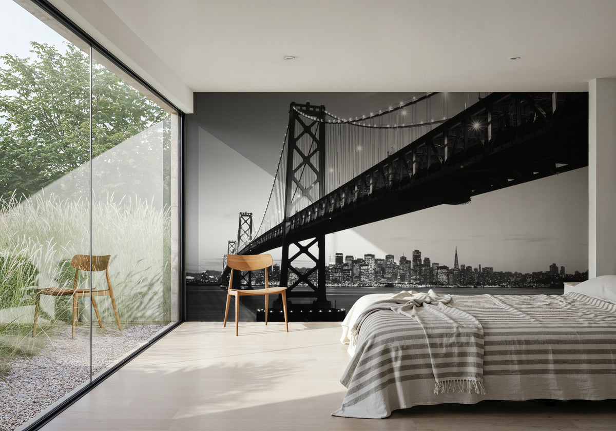 Urban Crossing Black & White Mural Wallpaper - room preview 05