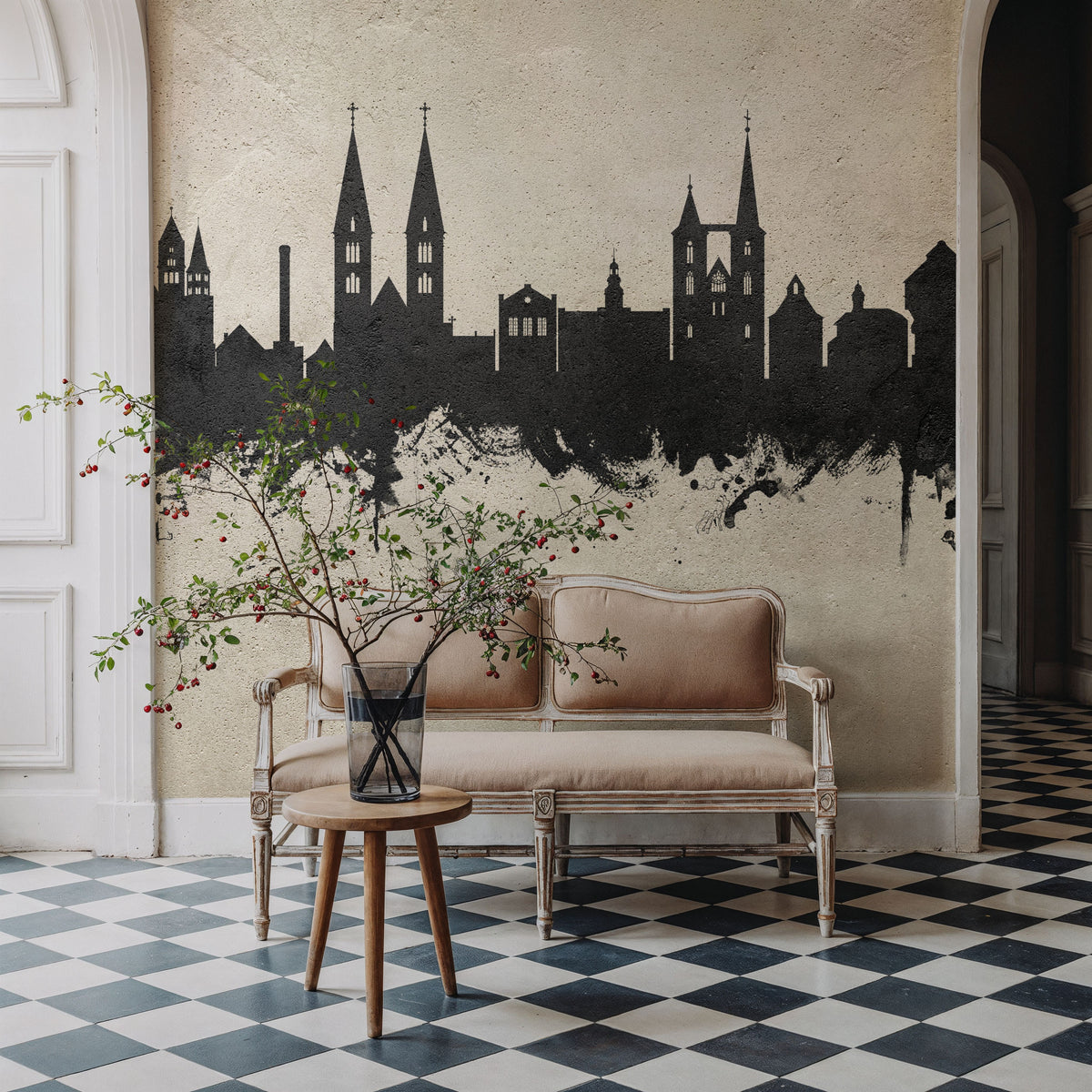 Halberstadt Germany Skyline Concrete Mural Wallpaper - room preview 05