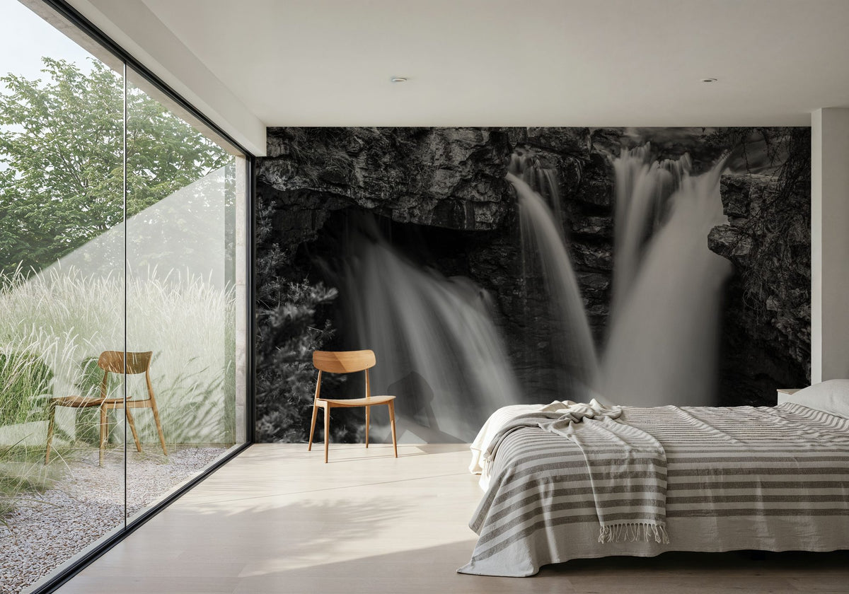 Johnston Creek Canyon BW Mural Wallpaper - room preview 05