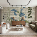 Salvia Florals on Newsprint II Mural Wallpaper - room preview 05