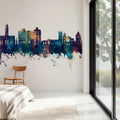Luton England Skyline Blue & Bronze Mural Wallpaper - room preview 05
