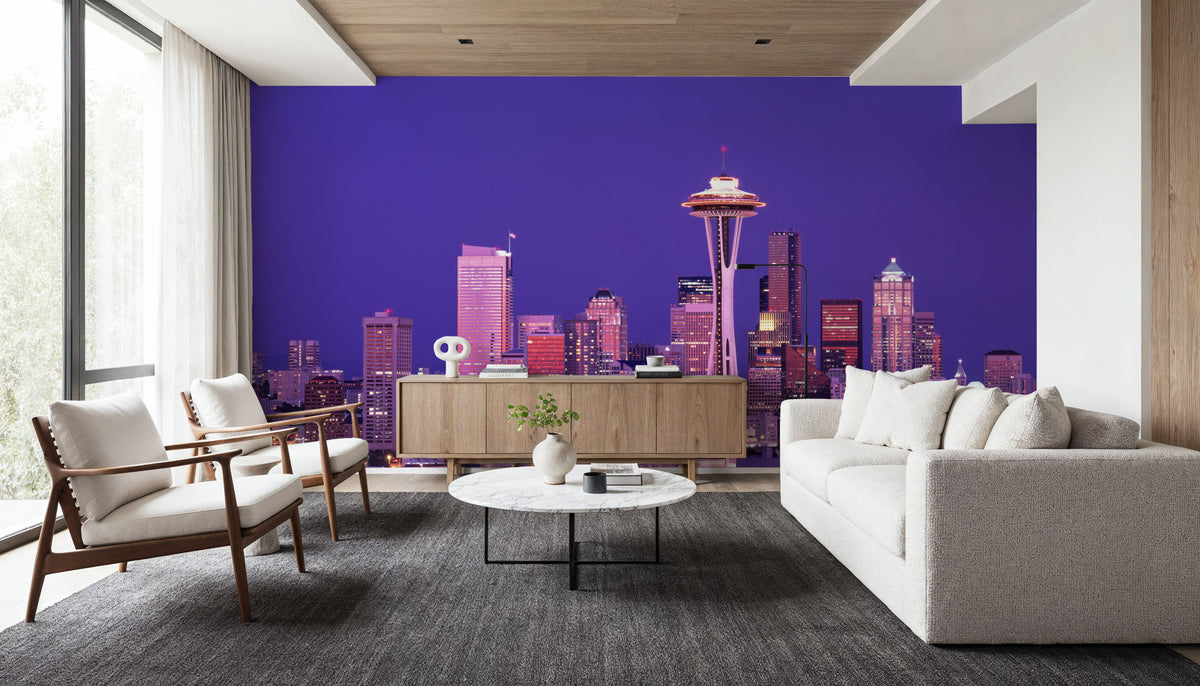 Purple Metropolis Mural Wallpaper - room preview 05