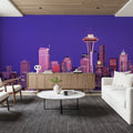 Purple Metropolis Mural Wallpaper - room preview 05