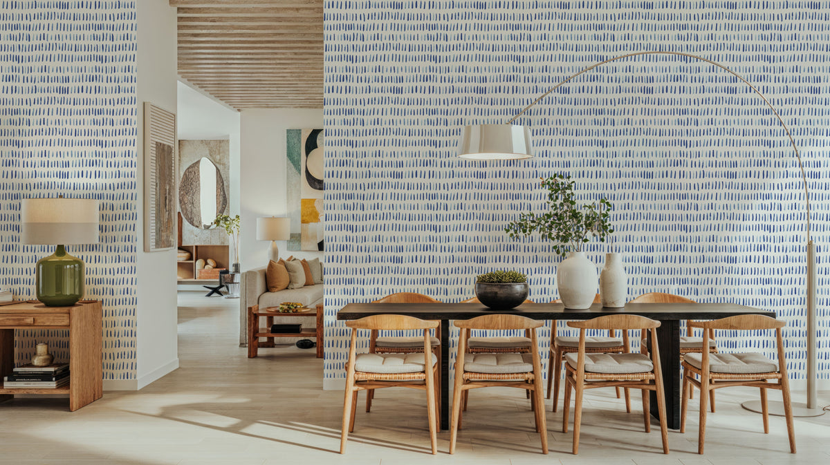 White Fish Lines Mural Wallpaper - room preview 05