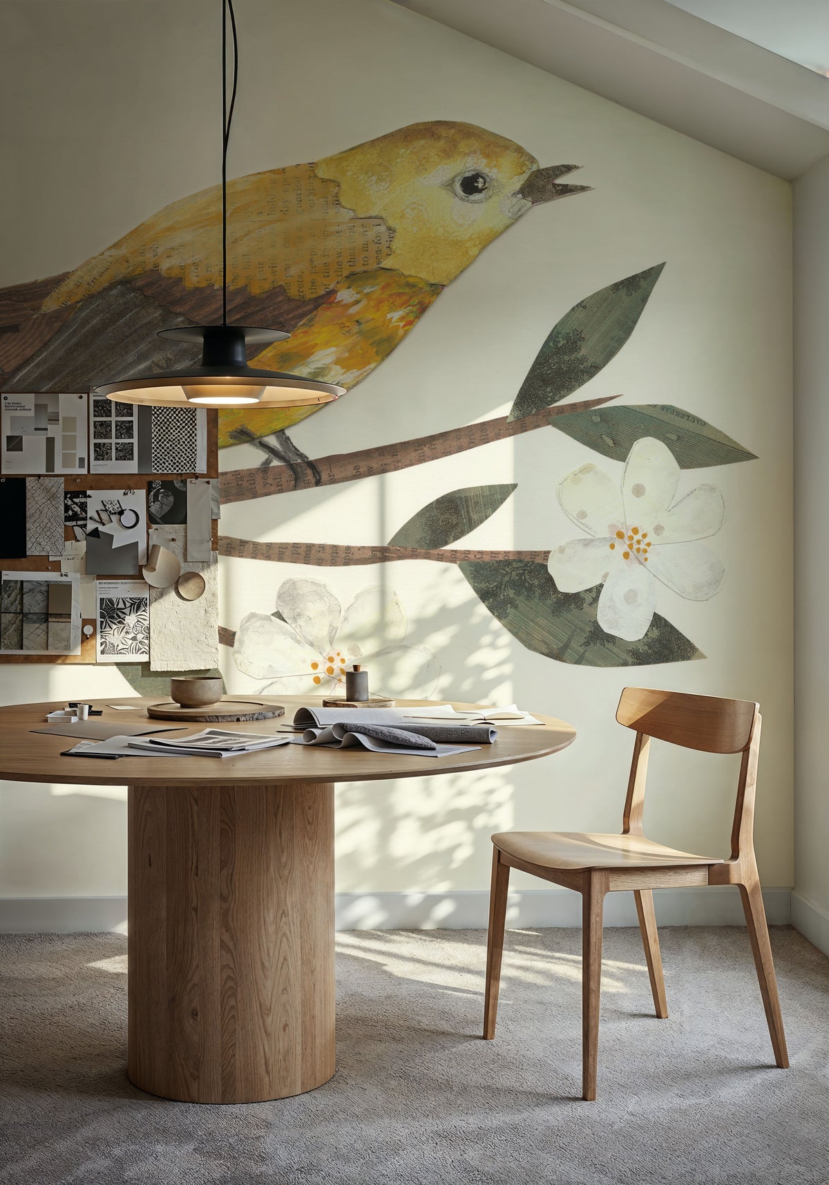 Yellow Paper Bird Mural Wallpaper - room preview 05
