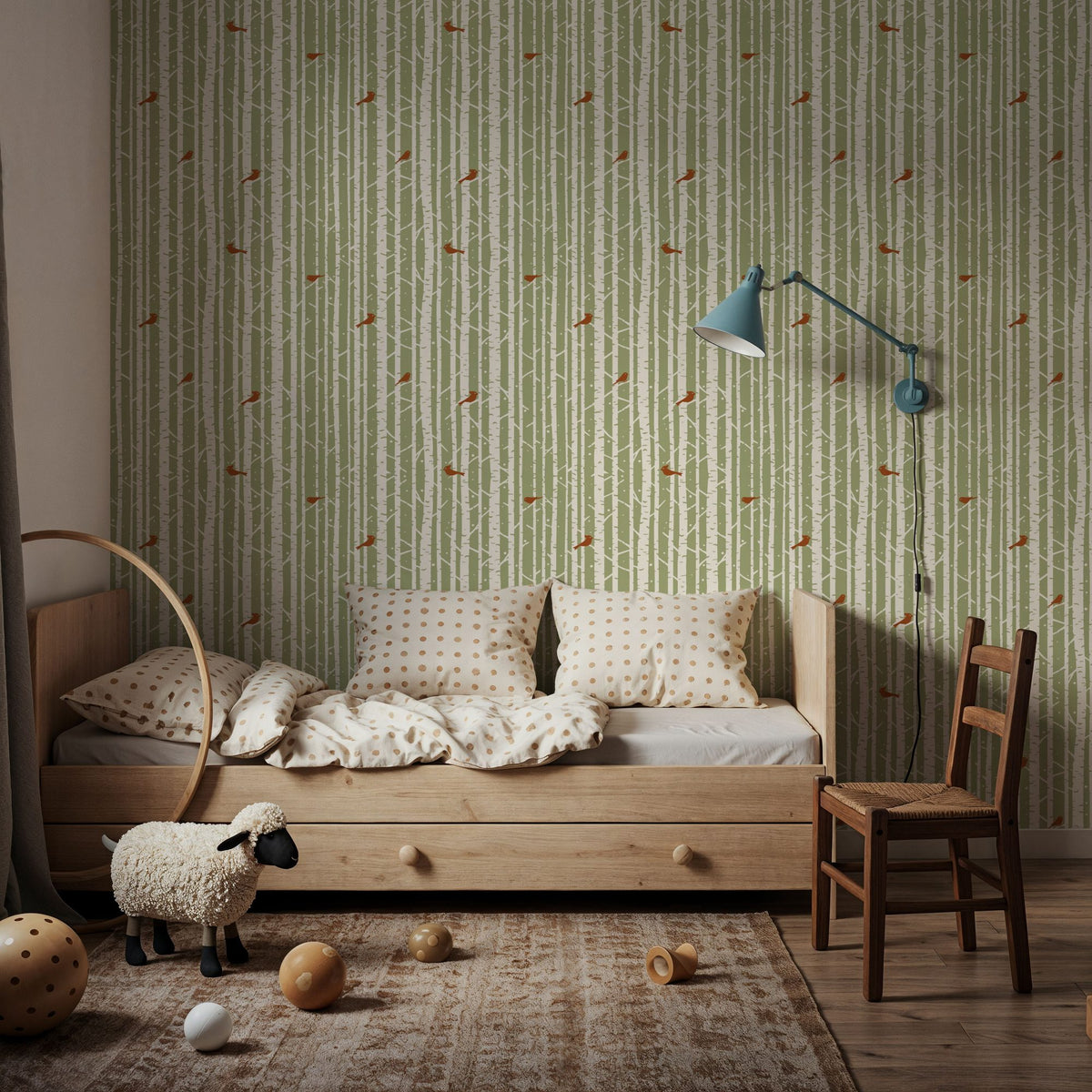Forest View, Pistachio Mural Wallpaper - room preview 05