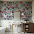 Miracle Blossoms and Birds, Red Mural Wallpaper - room preview 05