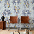 Lobster and Crab Coastal Nostalgia, Grey Mural Wallpaper - room preview 05