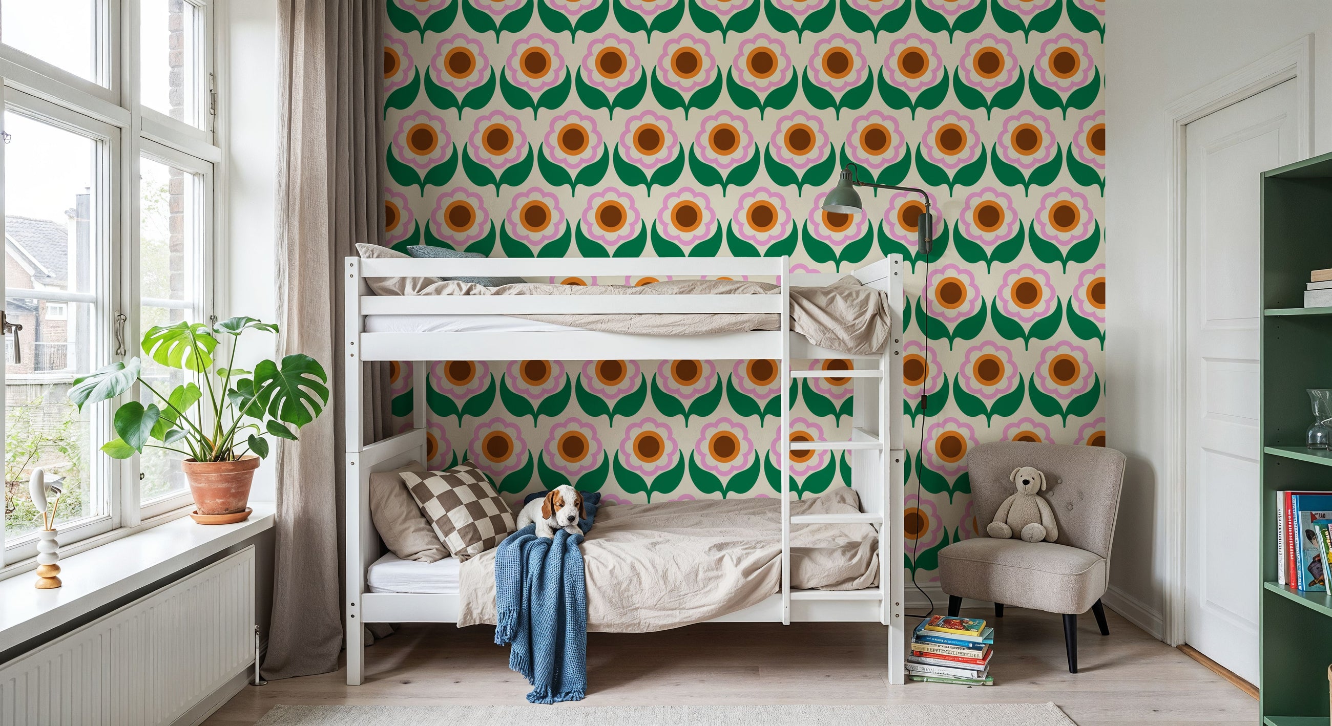 70's Fun Flowers, Spring Mural Wallpaper