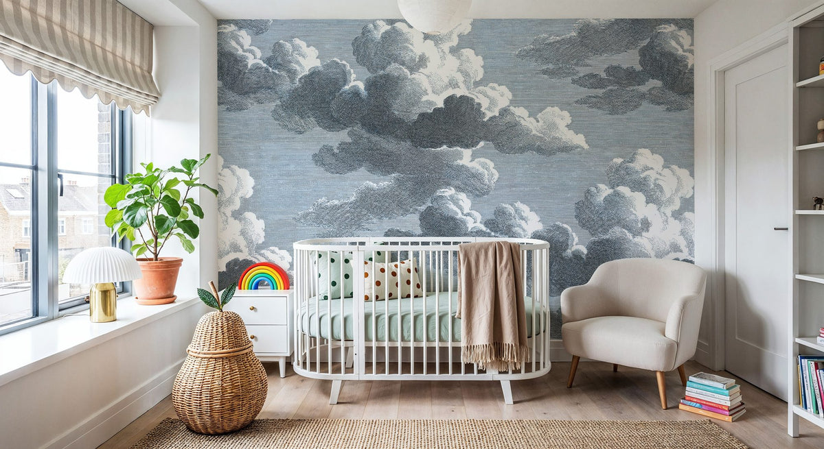 Intaglio Clouds, Ink Blue Mural Wallpaper - room preview 05