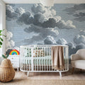 Intaglio Clouds, Ink Blue Mural Wallpaper - room preview 05