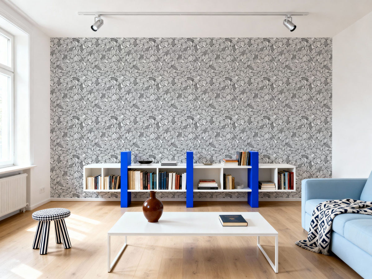 Negative Leaf, Stone Mural Wallpaper - room preview 05