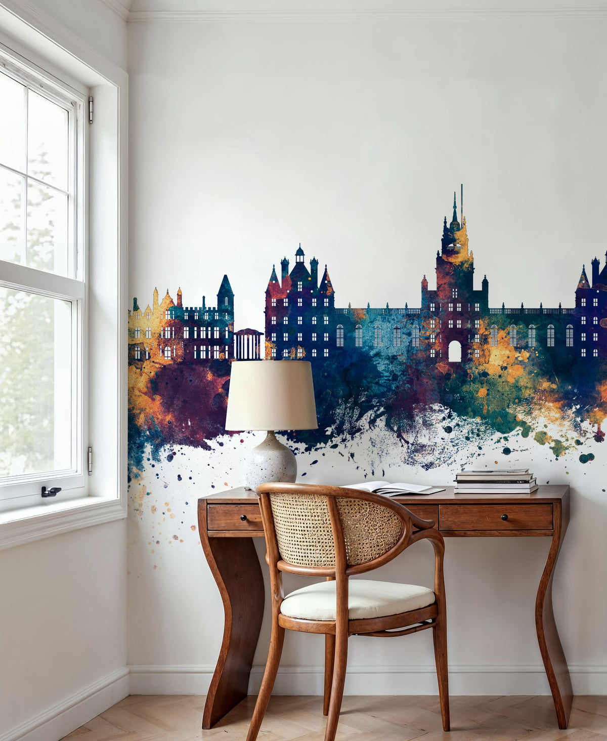 Egham England Skyline Blue & Bronze Mural Wallpaper - room preview 05