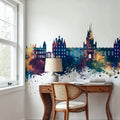 Egham England Skyline Blue & Bronze Mural Wallpaper - room preview 05