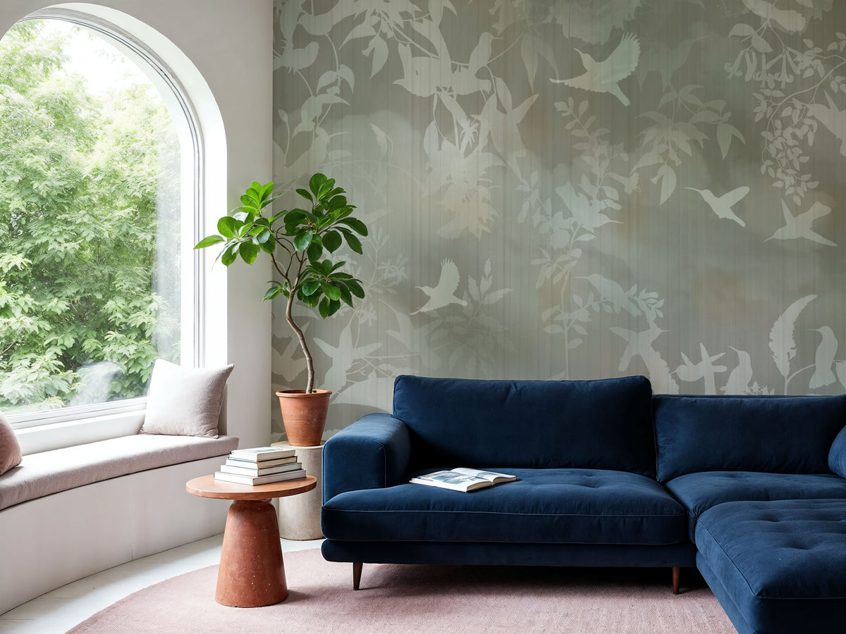 Birds in the Fog Yellow Mural Wallpaper - room preview 05