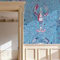 Lobster and Crab Coastal Nostalgia, Blue Mural Wallpaper - room preview 05