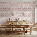 The Palm Lattice, Red Mural Wallpaper - room preview 05