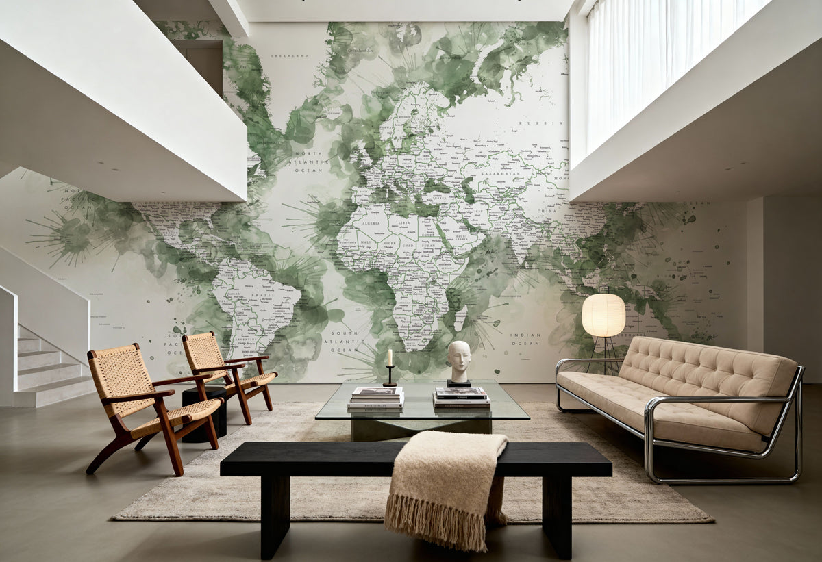 World Map Cities - Shawna Mural Wallpaper - room preview 05