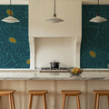 Cool Fluid Flowers Mural, Teal Mural Wallpaper - room preview 05