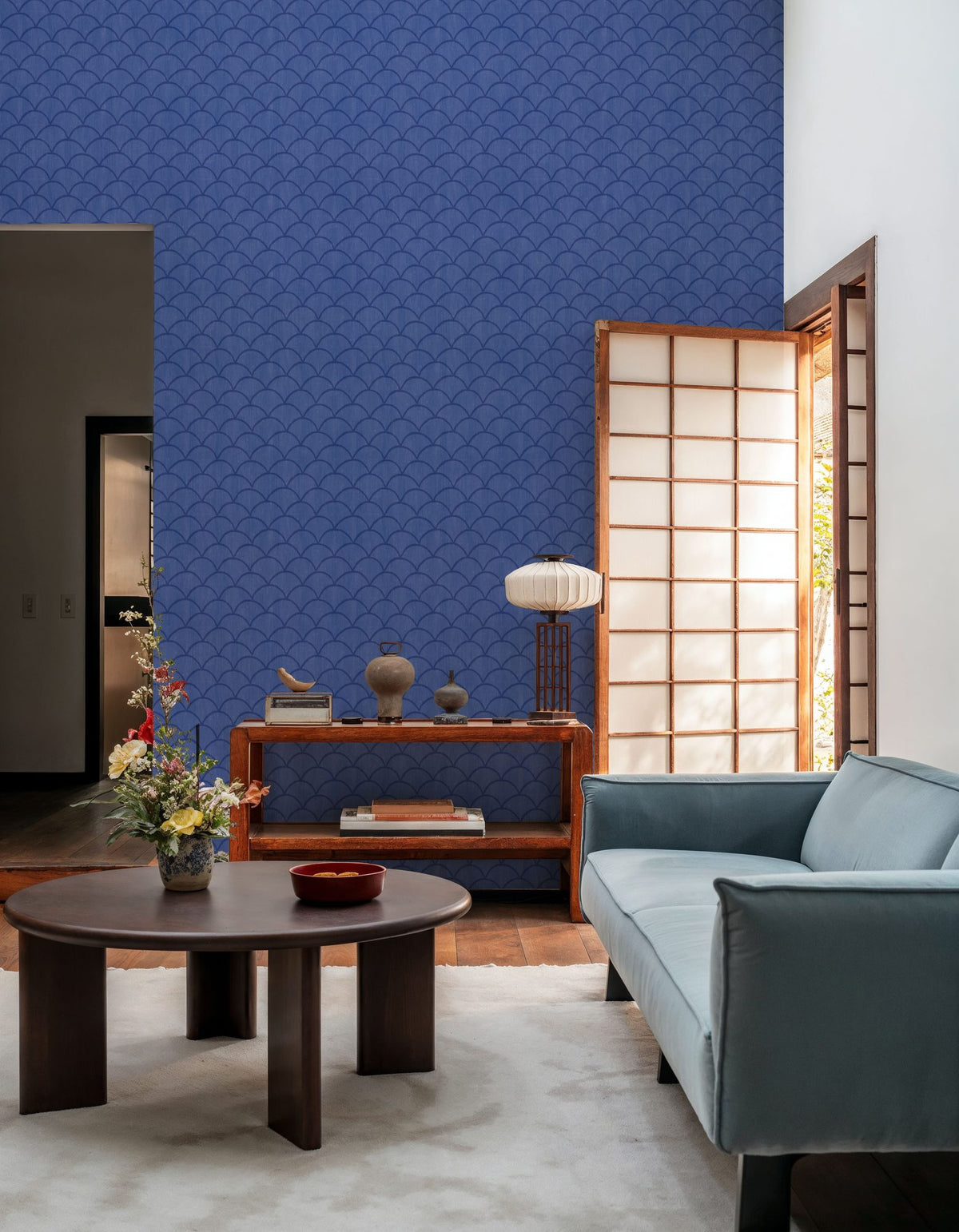 Coastal Scales Blue Mural Wallpaper - room preview 05