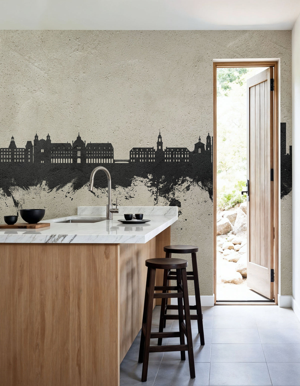 Rennes France Skyline Concrete Mural Wallpaper - room preview 05