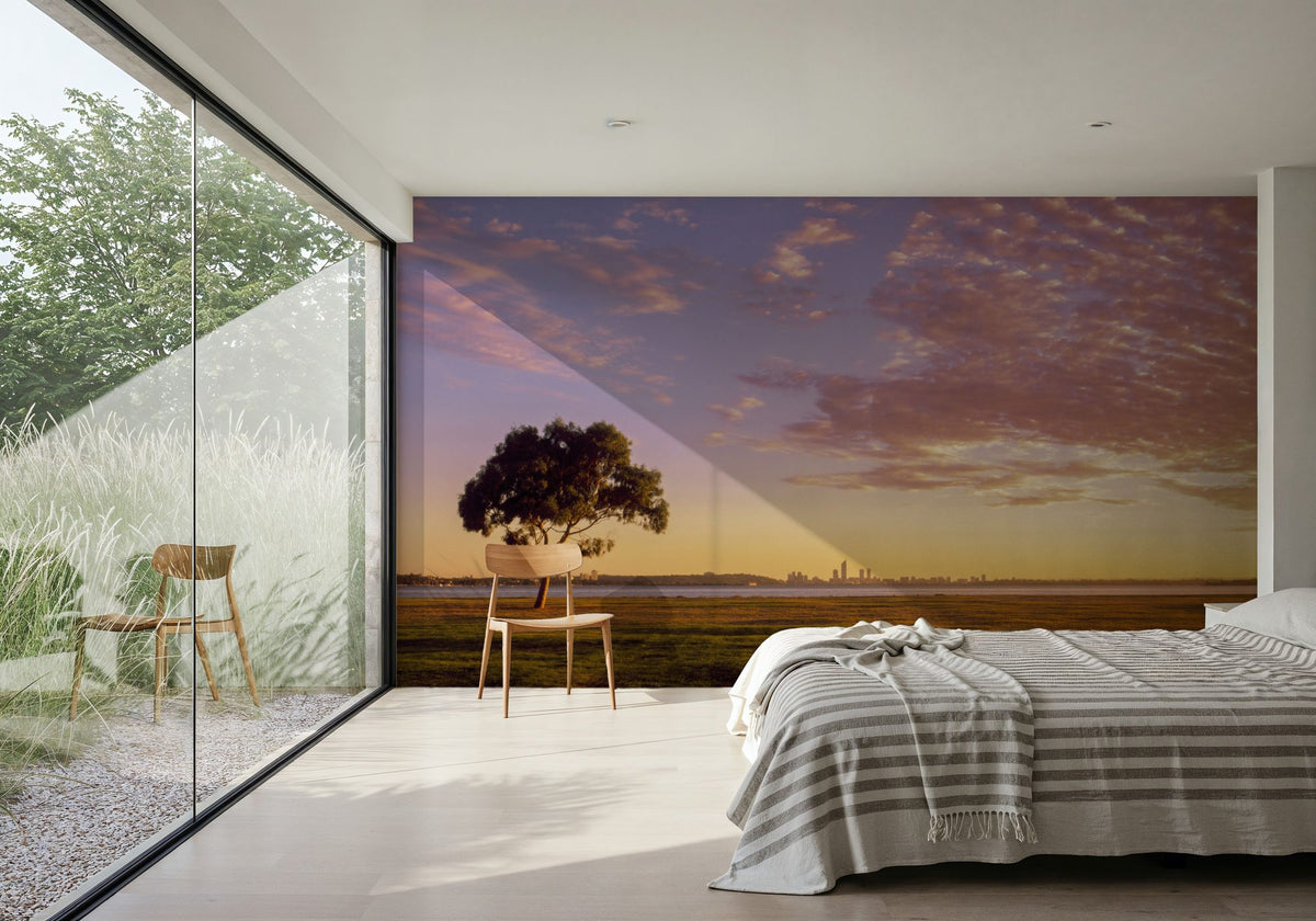 Twilight Solitude Orange Mural Wallpaper - room preview 05