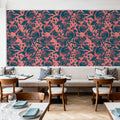 Pop Peonies, Pink & Teal Mural Wallpaper - room preview 05