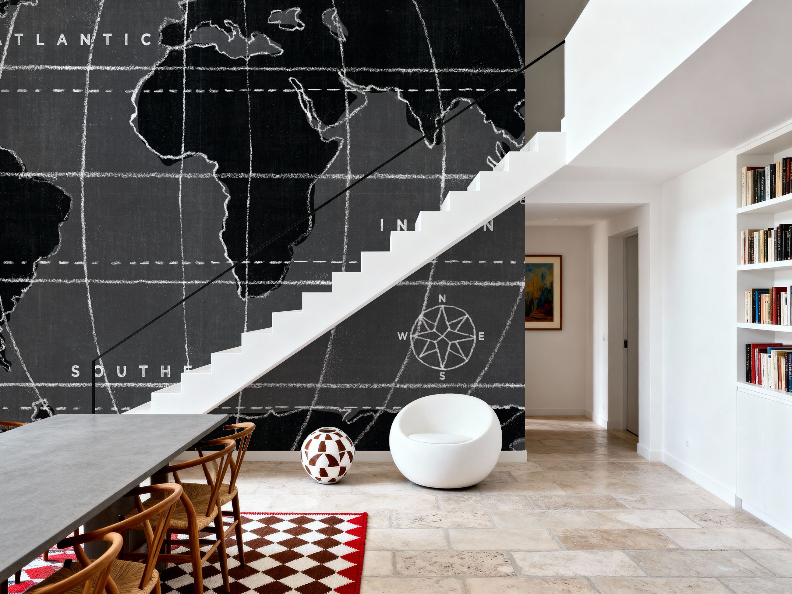 Chalkboard Map Mural Wallpaper