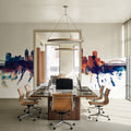 Pittsburg Pennsylvania Skyline Blue & Bronze Mural Wallpaper - room preview 05