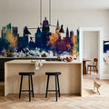 Nottingham England Skyline Blue & Bronze Mural Wallpaper - room preview 05