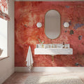 Distressed Vermilion Mural Wallpaper - room preview 05