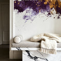 Davenport Iowa Skyline Purple & Gold Mural Wallpaper - room preview 05