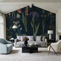 Botanical Floral Chart II Dark Blue Mural Wallpaper - room preview 05