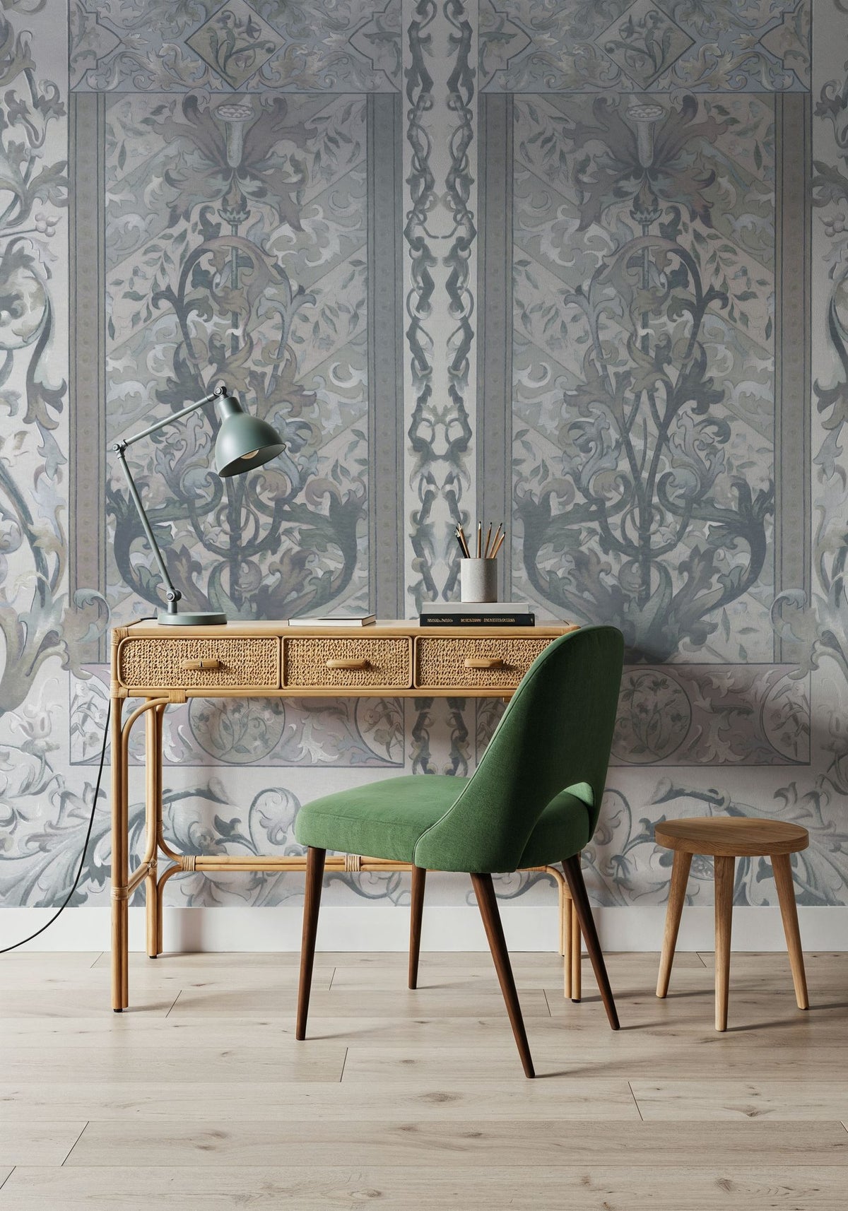 Plant Fantasy Ornament, Stone Mural Wallpaper - room preview 05