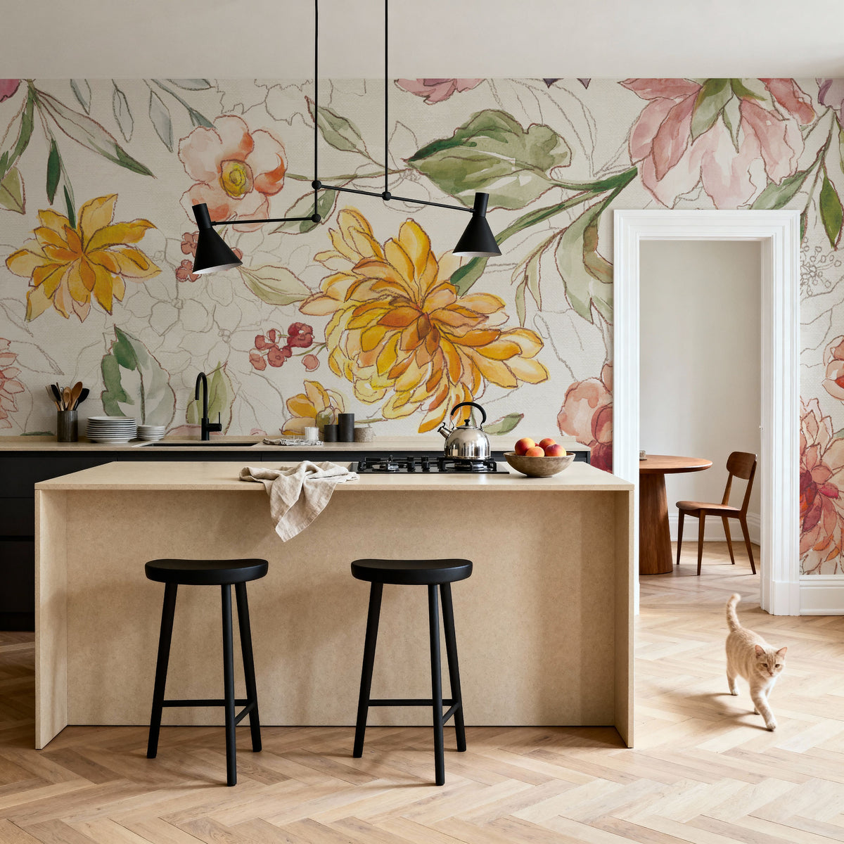 August Blooms Mural Wallpaper - Light Tone - room preview 05