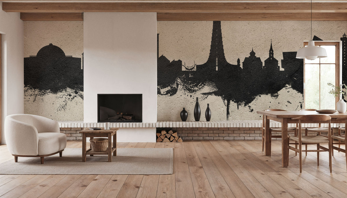 Reykjavík Skyline Concrete Mural Wallpaper - room preview 05
