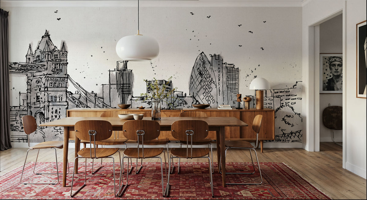 Skyline Sketches London Mural Wallpaper - room preview 05