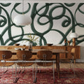 Curly Brush Lines, Salamander Green Mural Wallpaper - room preview 05